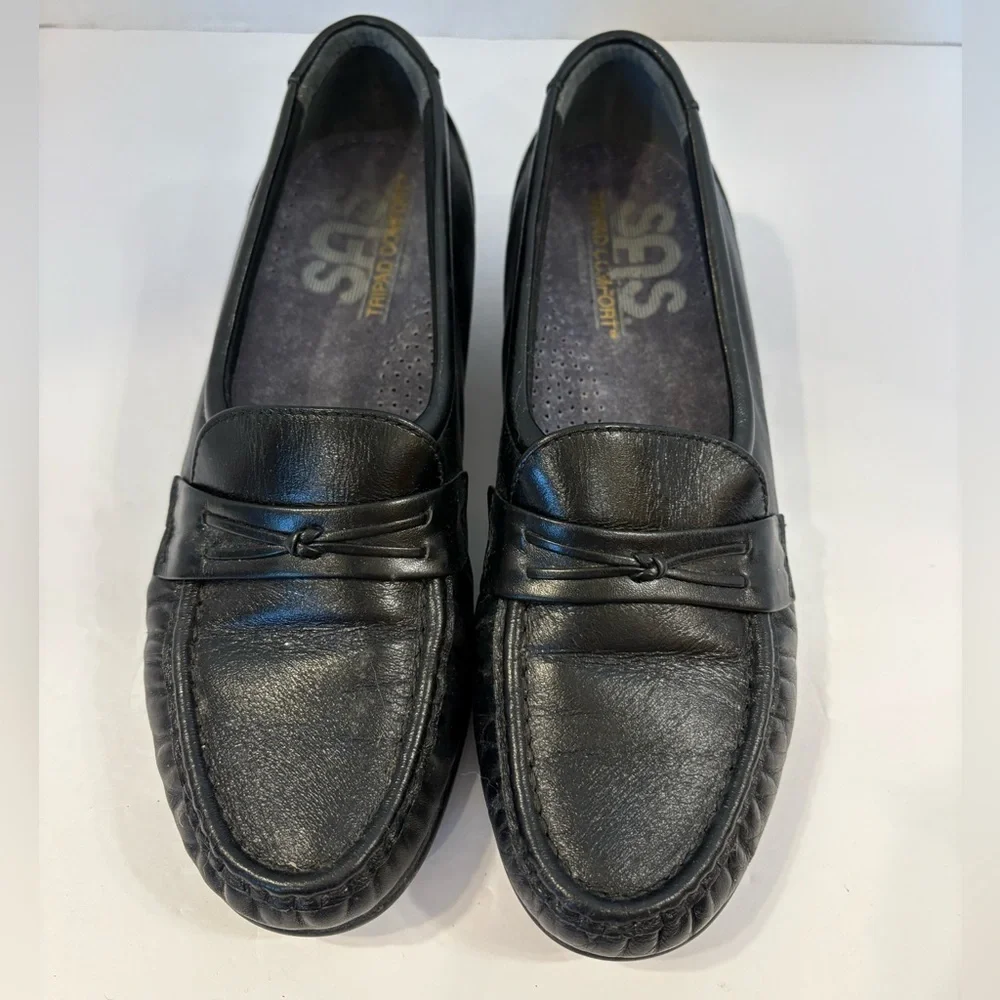 SAS Tripad Comfort black leather slip-on loafers shoes size 5.5